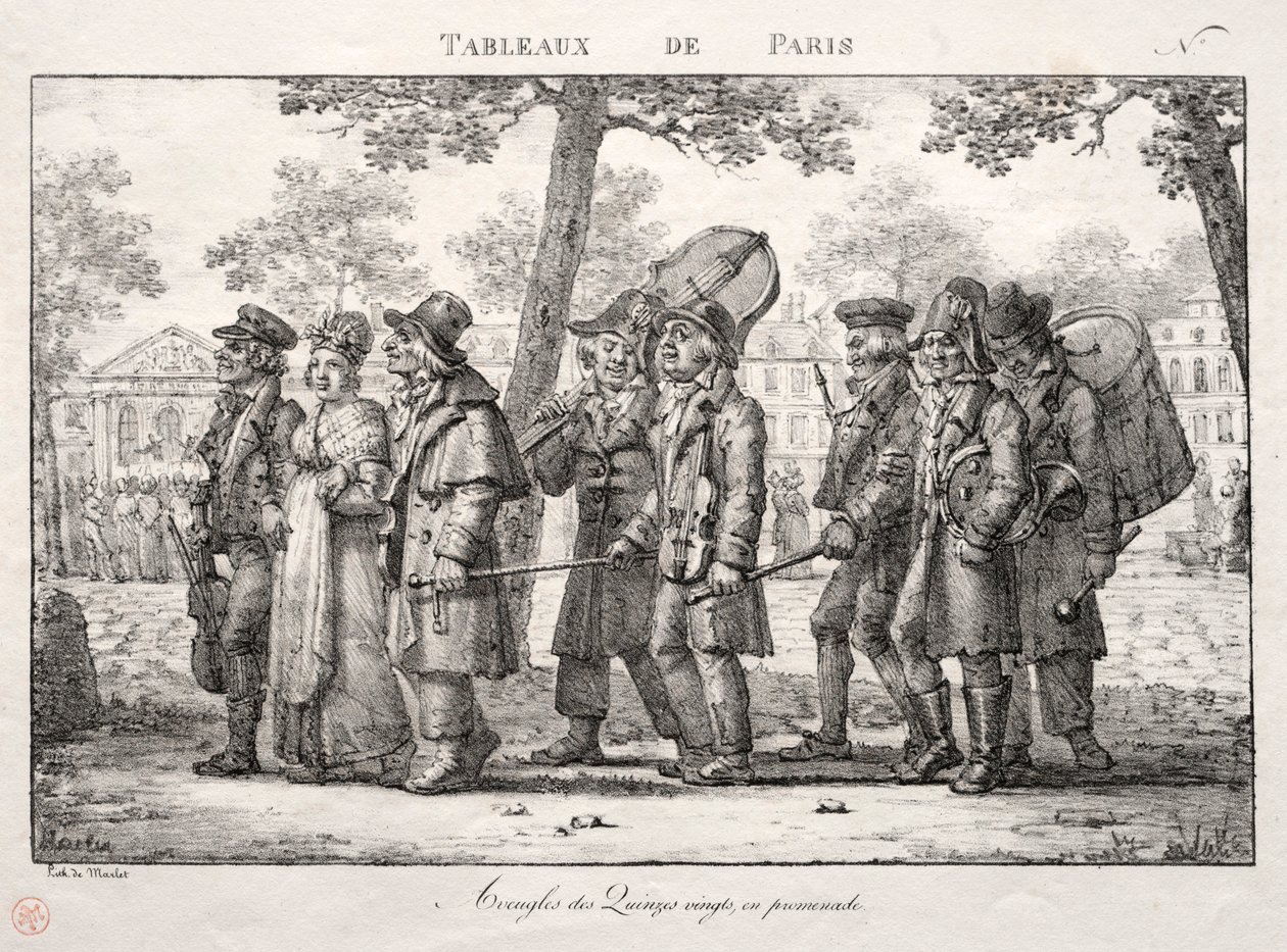 Párizsi jelenetek: Vakok a Quinze Vingtsből, Séta. alkotó: Jean Henri Marlet