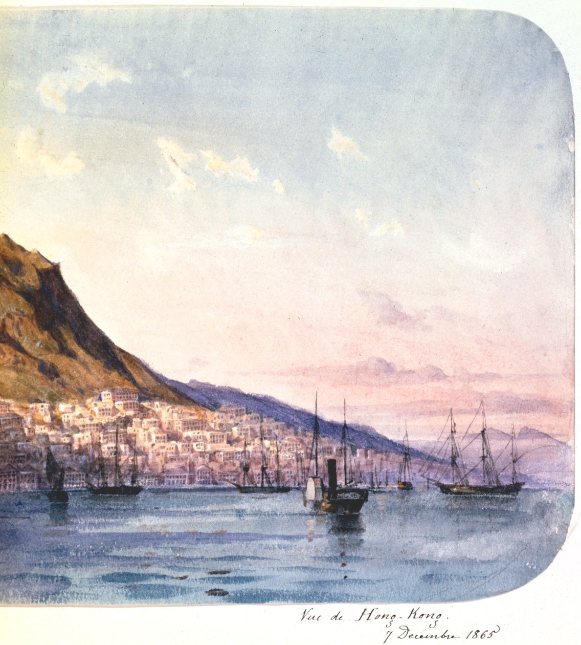 „Hongkongi kilátás, 1865. december 7.”. alkotó: Jean Henri Zuber