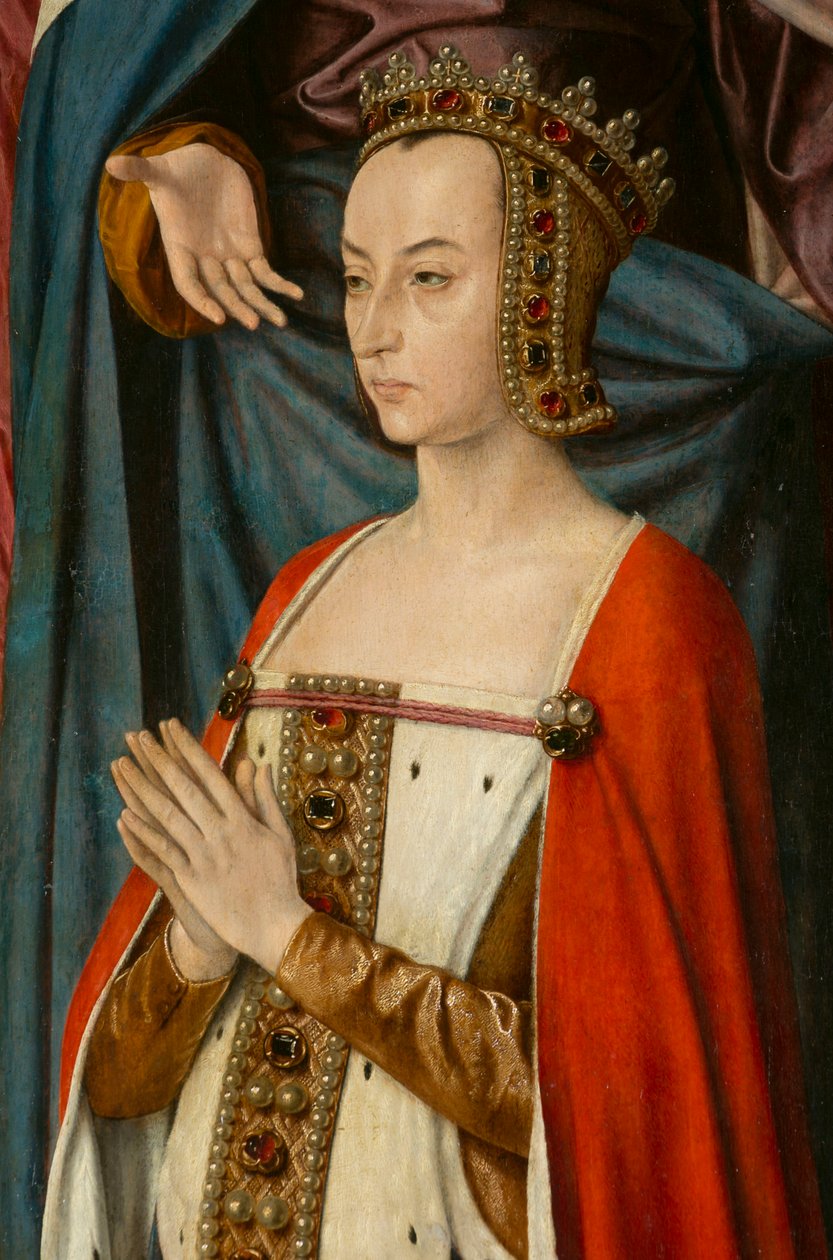 Anne de Beaujeu hercegnő, részlet. Moulins mesterének triptichonja alkotó: Jean Hey