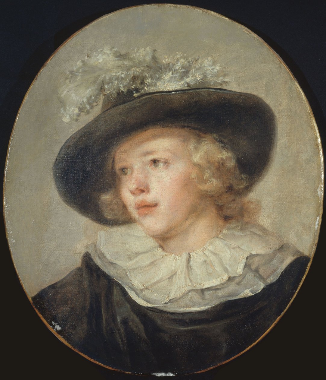 Fragonard-nak tulajdonítva - Fiatal fiú portréja tollas kalappal, 1785 körül alkotó: Jean Honore Fragonard