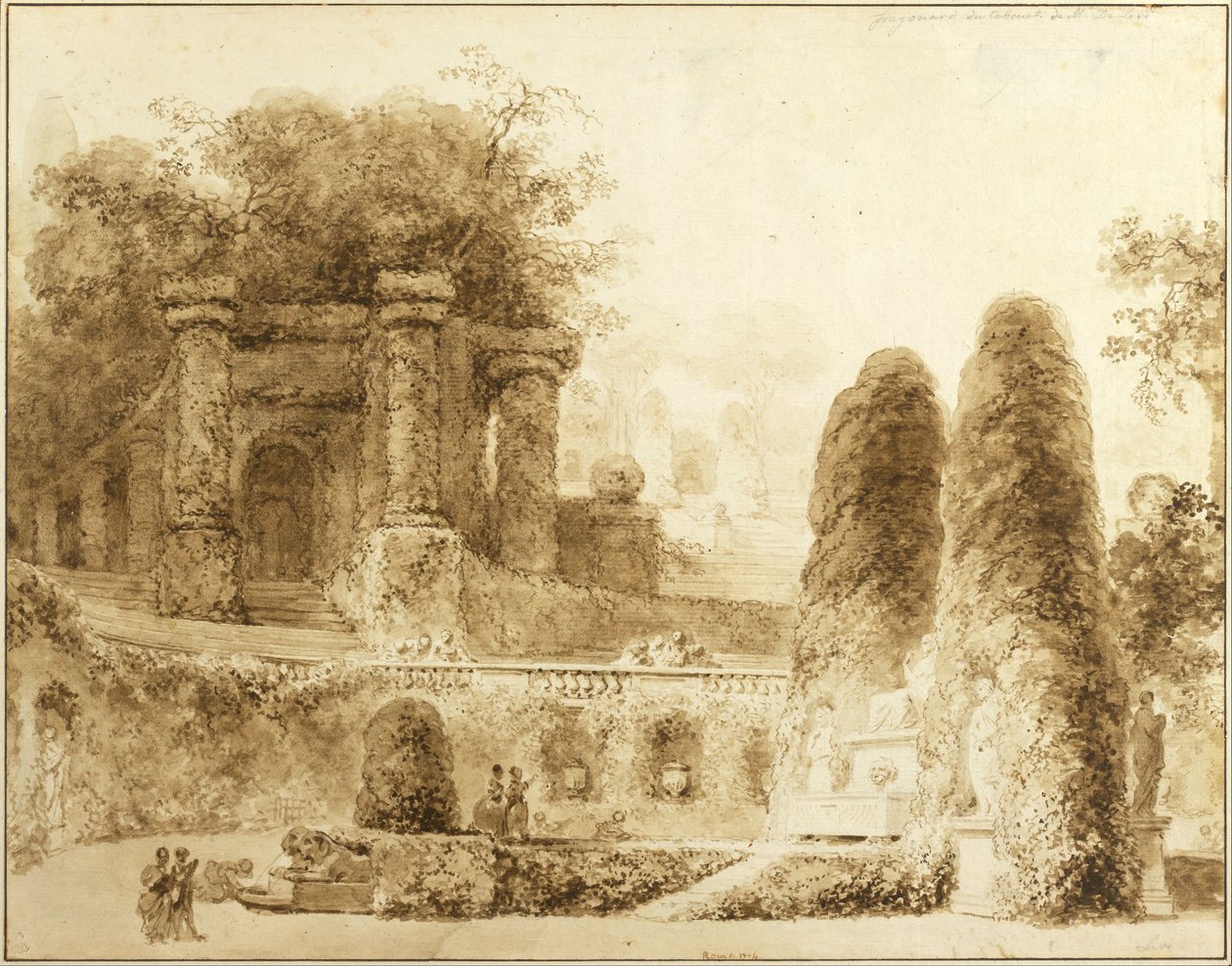 Római park szökőkúttal, 1774 alkotó: Jean Honore Fragonard
