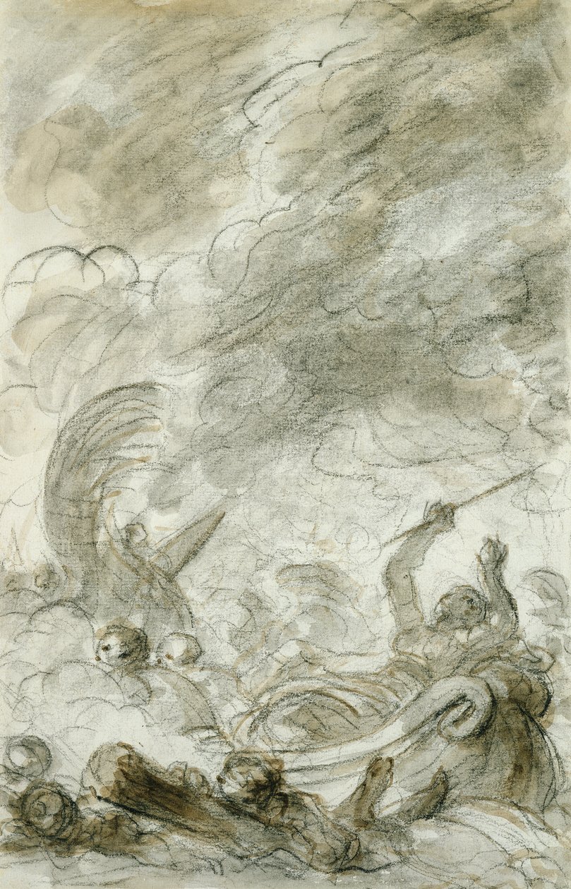 Alcina menekül (toll és tinta, kréta és mosás papíron) alkotó: Jean Honore Fragonard