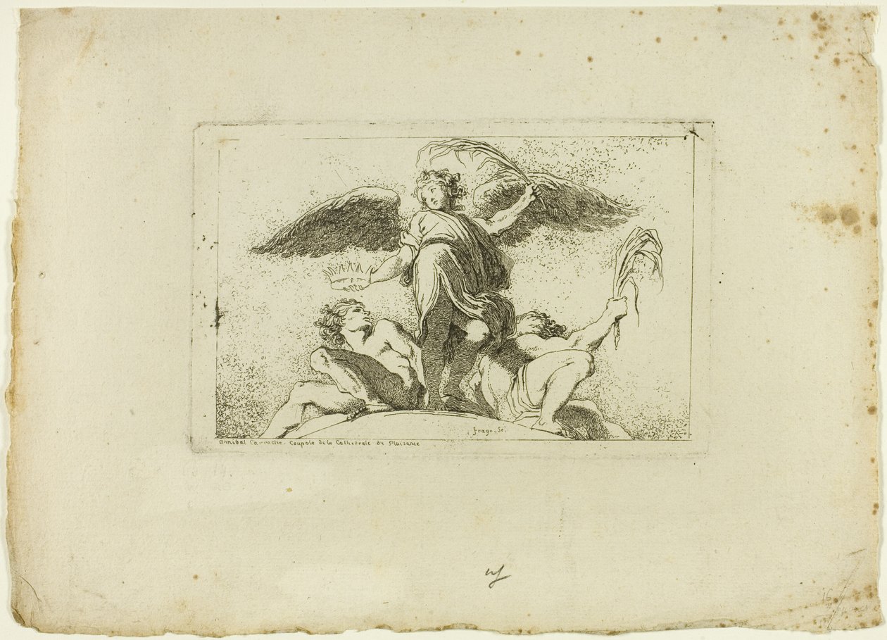 Angyal kezében egy tenyér és egy korona alkotó: Jean Honore Fragonard