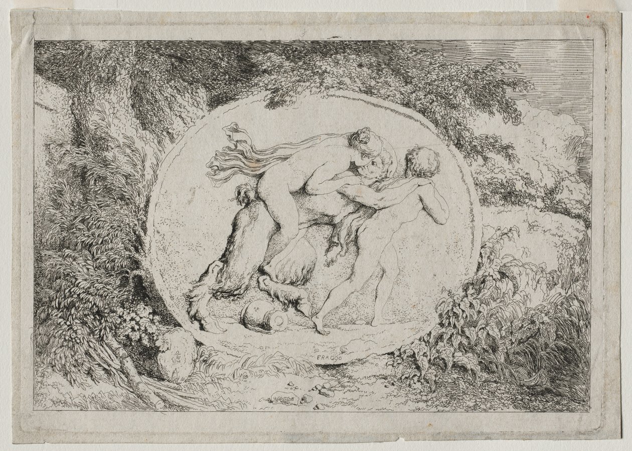 Bacchanales: Astride nimfa a szatír, 1763. alkotó: Jean Honore Fragonard