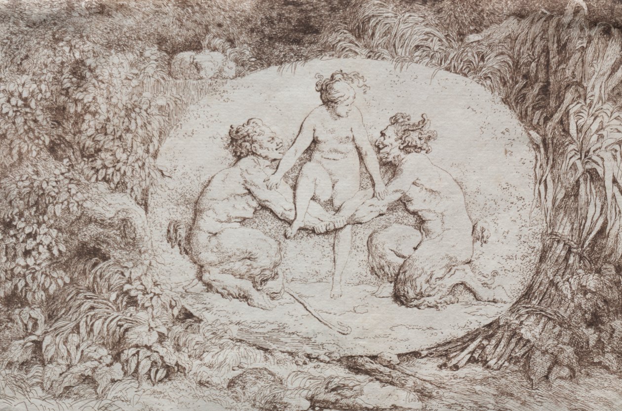 Bacchanales: Két szatír által támogatott nimfa alkotó: Jean Honore Fragonard