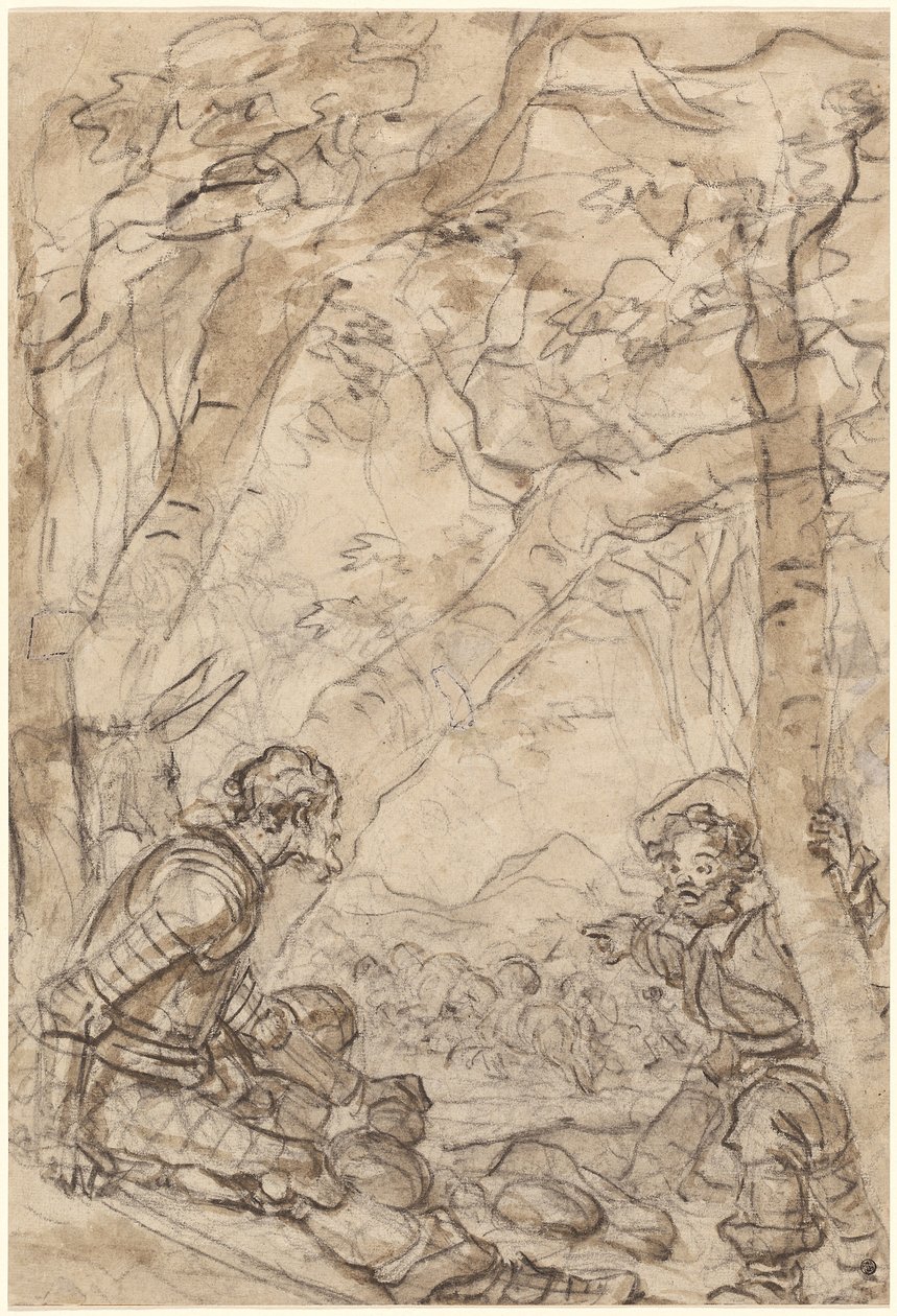 Don Quijote és Sancho Panza tanúi a Rocinante elleni támadásnak alkotó: Jean Honore Fragonard