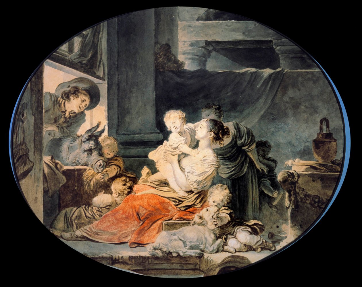 Boldog család Nagy parasztcsalád. Jean Honore Fragonard (1732-1806) festménye 18. századi Párizs, Musee Cognacq Jay alkotó: Jean Honore Fragonard