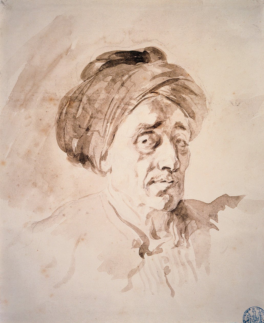 Fej turbánnal Jean Honore Fragonard (1732-1806) rajza a mosásban. 18. századi Besancon. Szépművészeti Múzeum alkotó: Jean Honore Fragonard