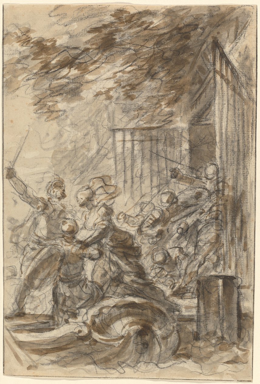 Isabella elhagyja otthonát, hogy kövesse Odoricót és embereit alkotó: Jean Honore Fragonard