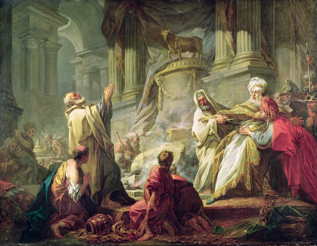 Jeroboám áldoz az aranyborjúnak, 1752 alkotó: Jean Honore Fragonard