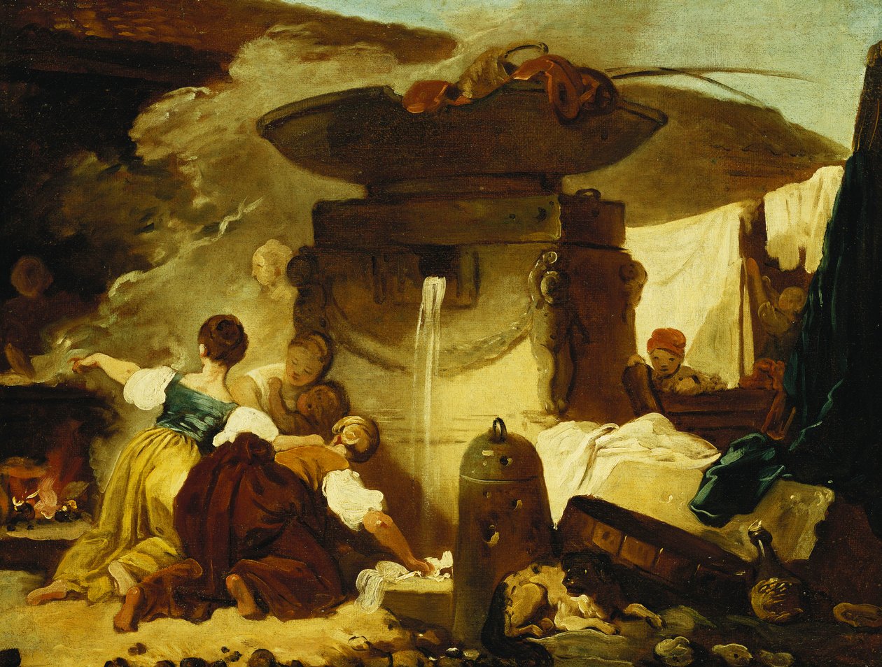 Mosók a szökőkútnál, alkotó: Jean Honore Fragonard