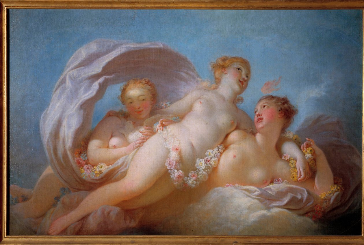Jean Honore Fragonard (1732-1806) három grácia festménye. 18. századi Musee Fragonard, Grasse alkotó: Jean Honore Fragonard