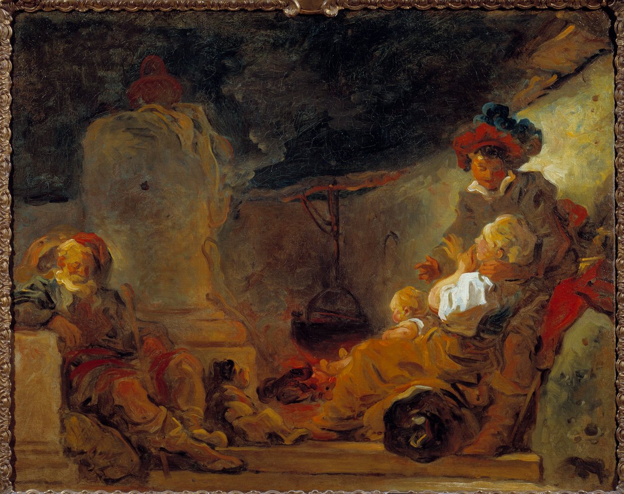 Éjszakai jelenet: A koldus álma, Jean Honore Fragonard (1732-1806) 18. századi V. festménye. 0,74x0,99 m alkotó: Jean Honore Fragonard