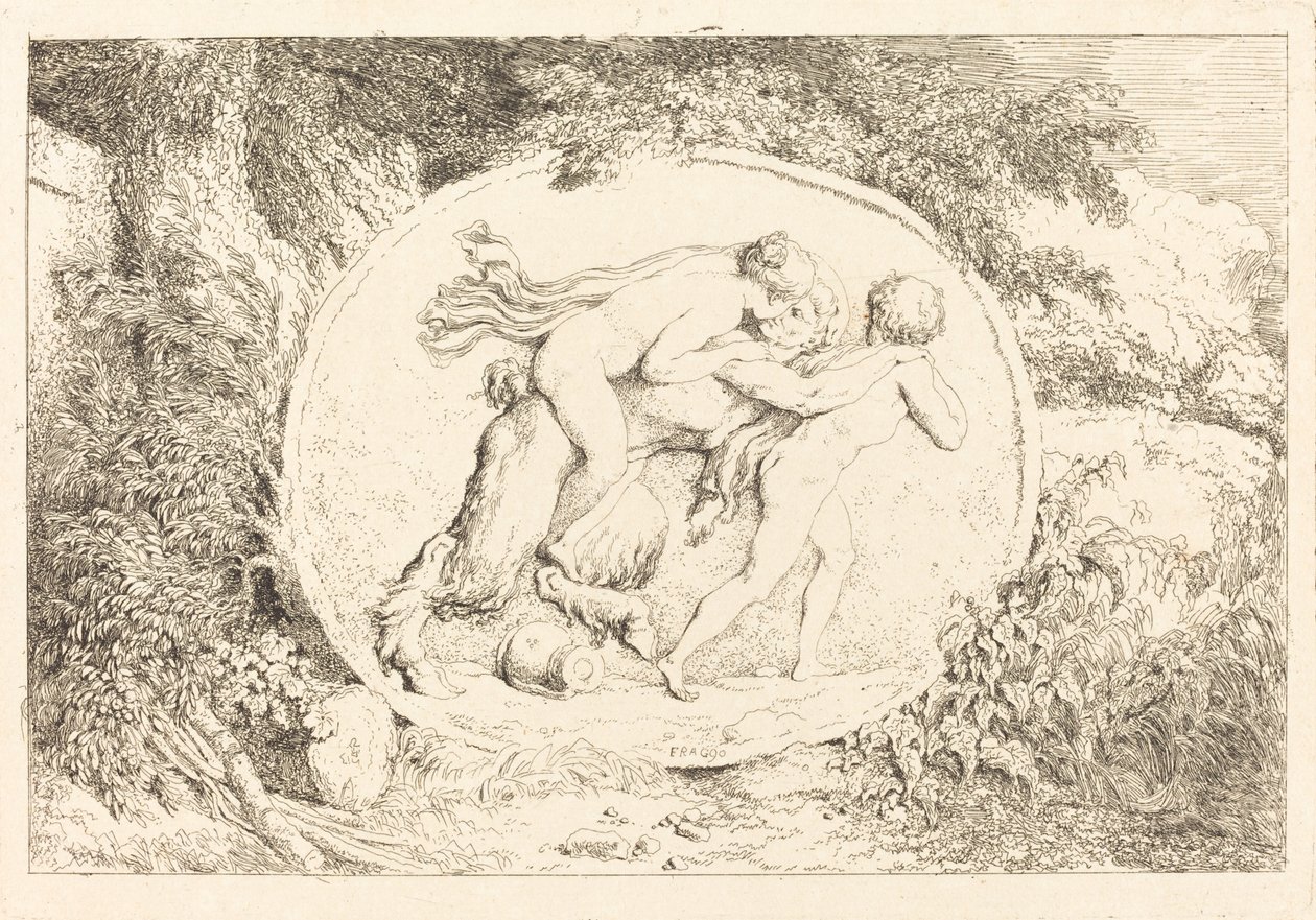 Nymph Astride a Satyr (Fiatal lány, aki szatírban húzódik) alkotó: Jean Honore Fragonard
