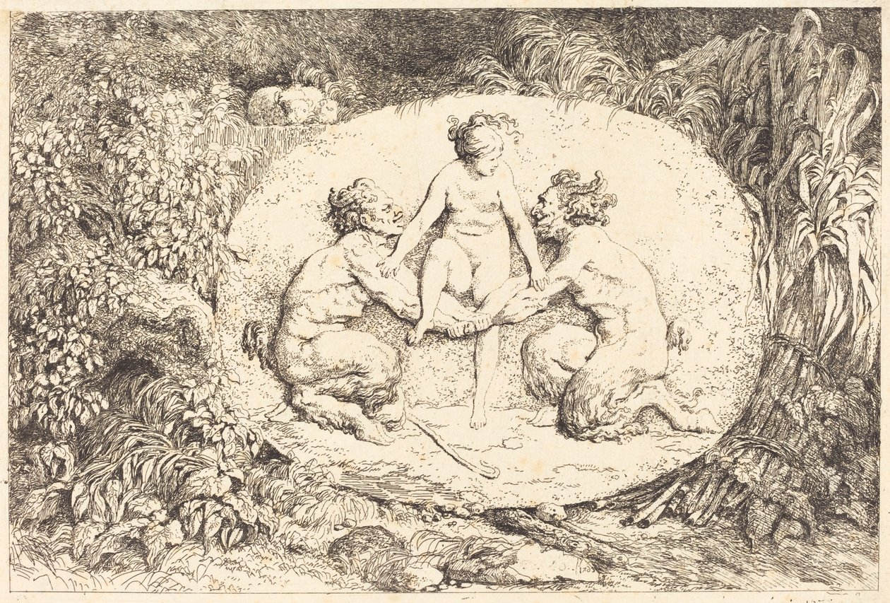 Két szatír által támogatott nimfa alkotó: Jean Honore Fragonard