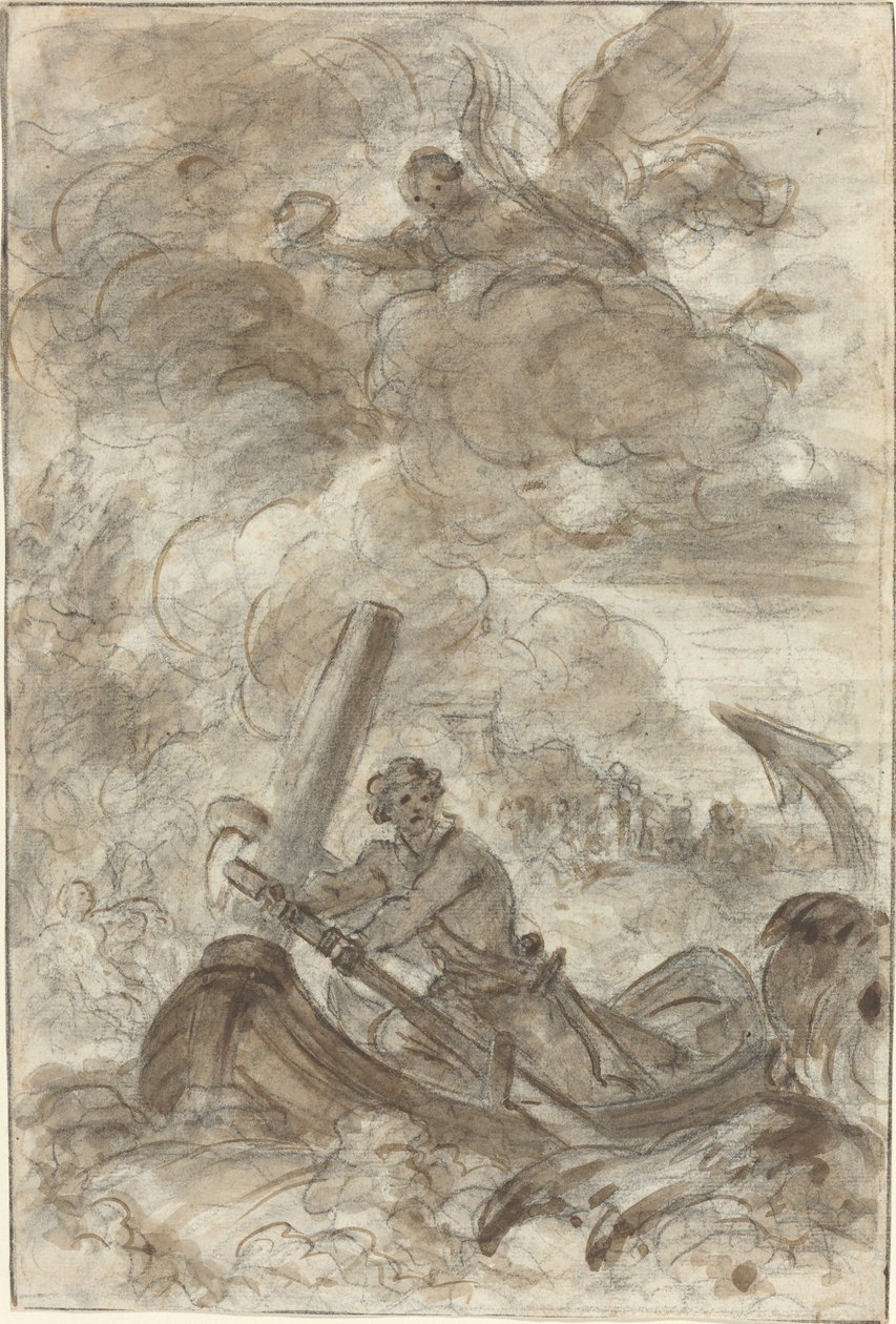 Orlando megöli az orkot egy horgony segítségével alkotó: Jean Honore Fragonard