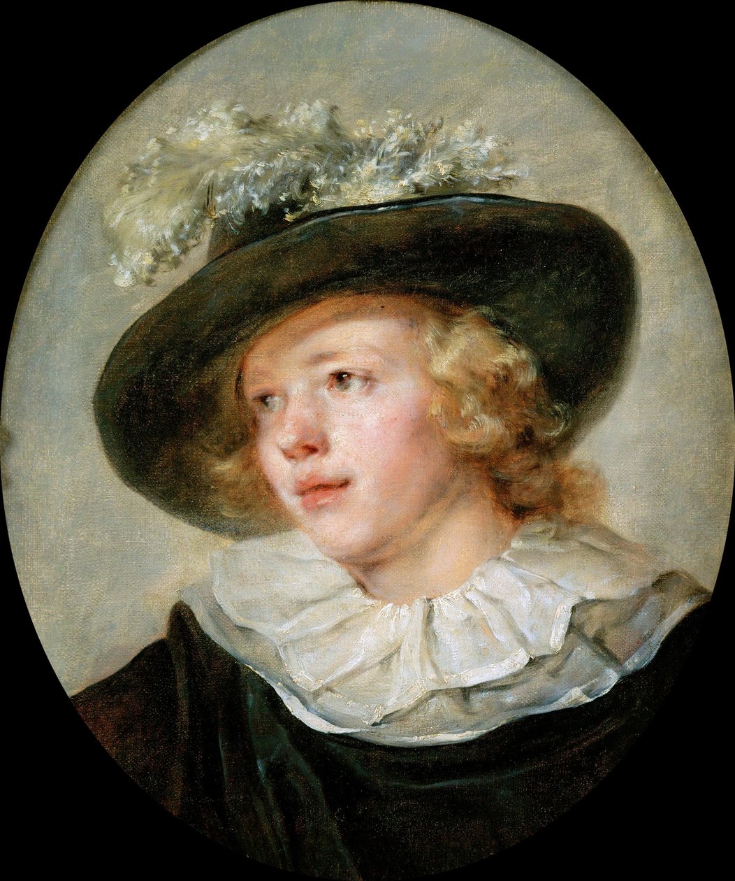 Egy fiatal, tollas kalapos fiú portréja, c. 1786-88. alkotó: Jean Honore Fragonard