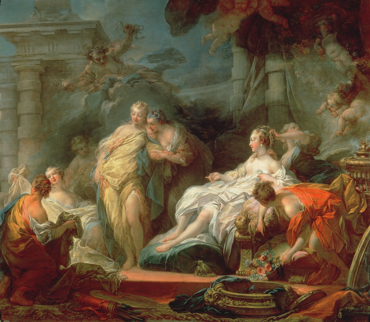 Psyche megmutatja nővéreinek Ámor ajándékait, 1753 alkotó: Jean Honore Fragonard
