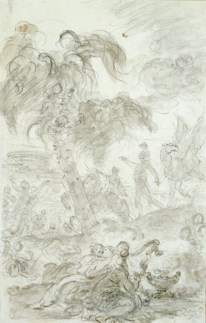 Ruggiero megérkezik Alcina palotájának küszöbére (toll és tinta, kréta és mosás, papír) alkotó: Jean Honore Fragonard