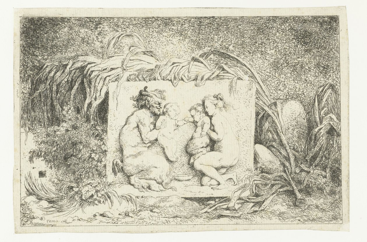 Szatír és nimfa két gyerekkel Bacchanales (sorozat címe) Nimfák és szatírok (sorozat címe) alkotó: Jean Honore Fragonard