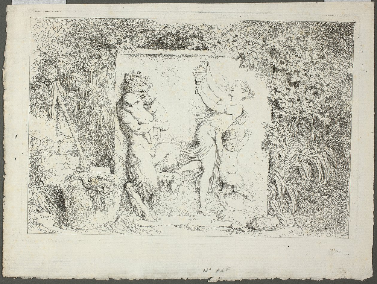 Szatírok családja, a Bacchanales, vagy Szatírok játékai című műből alkotó: Jean Honore Fragonard