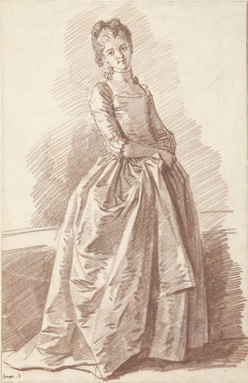 Fiatal nő állt, szemben alkotó: Jean Honore Fragonard
