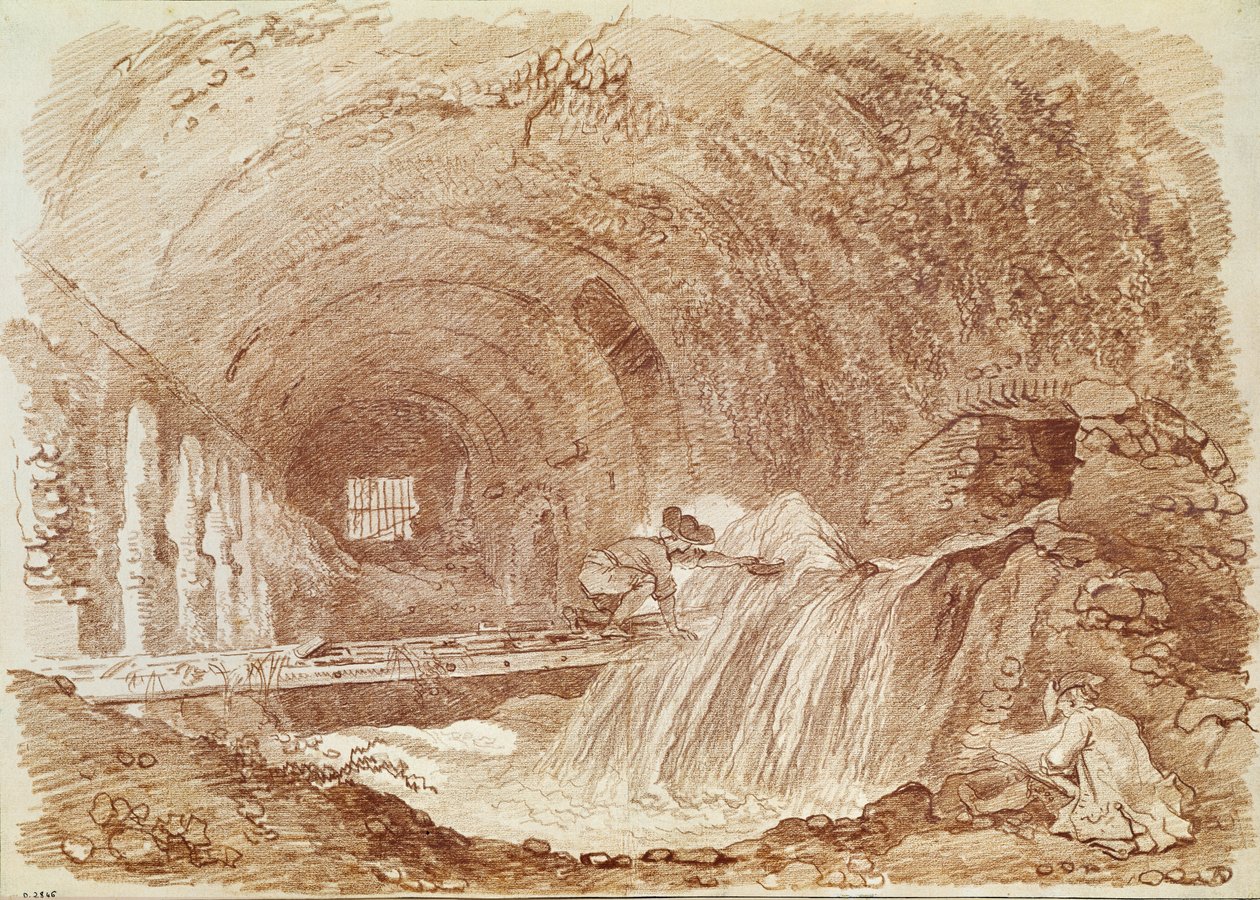 Maecenas istállói a Tivoliban (piros kréta papíron) alkotó: Jean Honore Fragonard