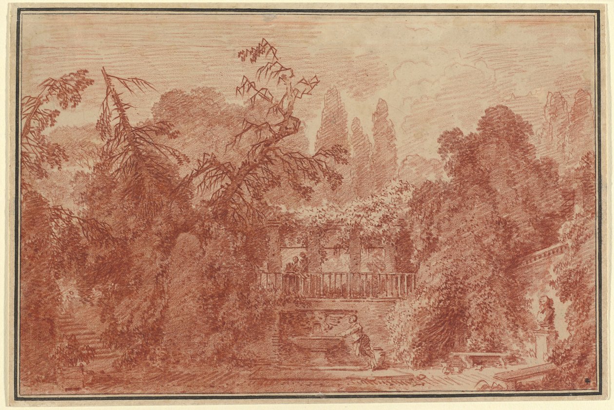 Egy olasz villa terasza és kertje alkotó: Jean Honore Fragonard