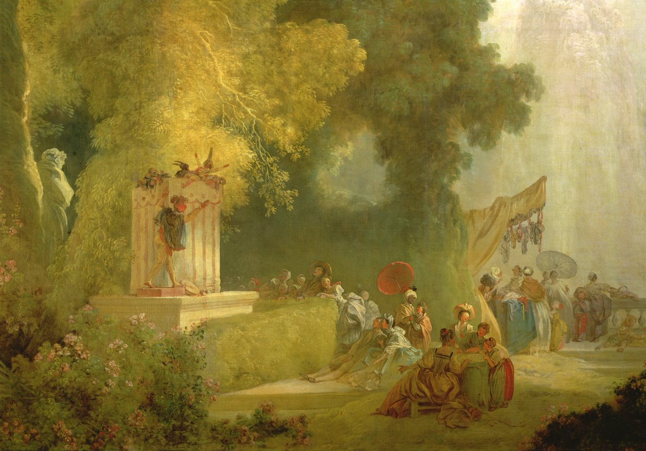The Fete at Saint-Cloud, a Bábelőadás részlete, olaj, vászon, 89790 részlet alkotó: Jean Honore Fragonard