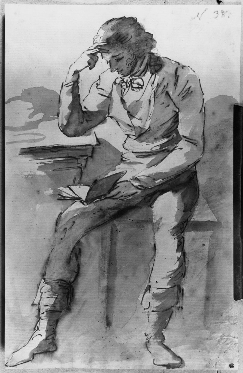 Az olvasó (tinta és mosás papíron) alkotó: Jean Honore Fragonard