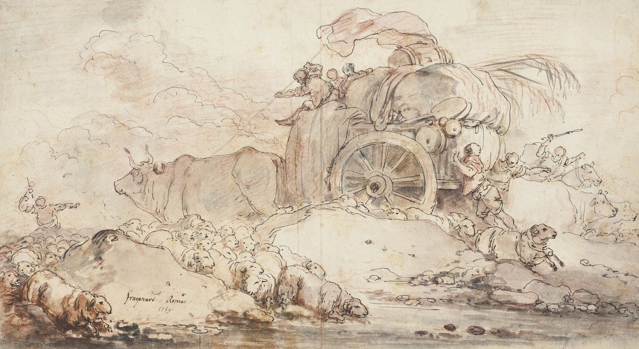 Az elakadt szekér, 1759 alkotó: Jean Honore Fragonard