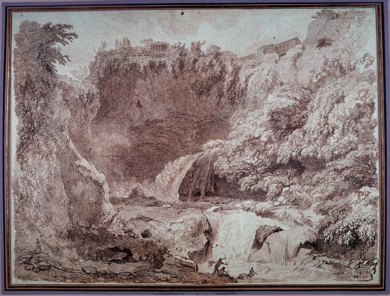 Neptun barlangja a Tivoli rajza Jean Honore Fragonard (1732-1806) 18. századi Besancon, Musee des Beaux Arts alkotó: Jean Honore Fragonard