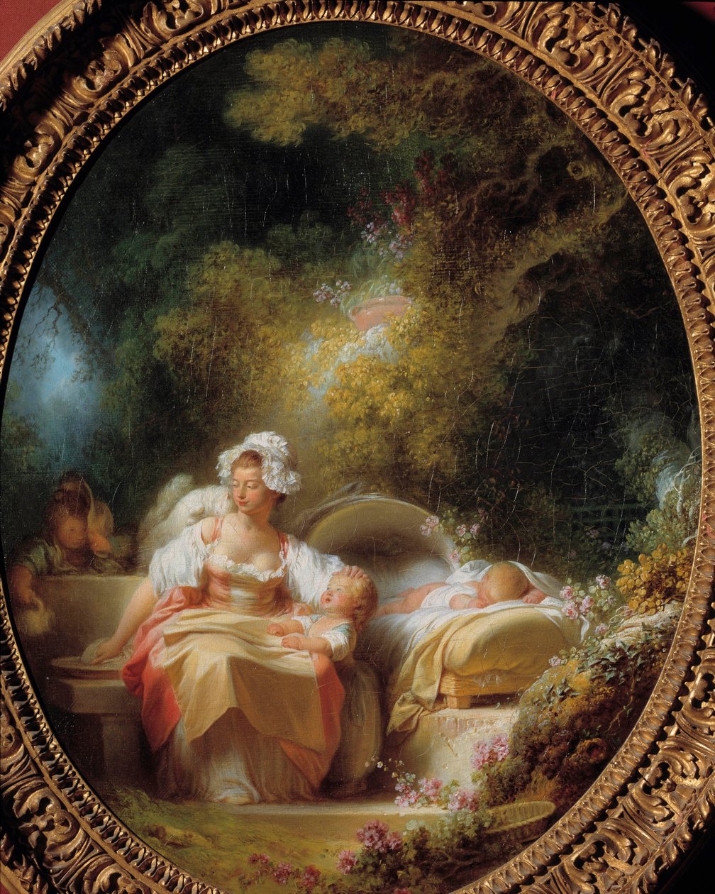 A jó anya Fiatal anya gyermekeivel körülvéve egy kertben. Jean Honore Fragonard (1732-1806) festménye alkotó: Jean Honore Fragonard