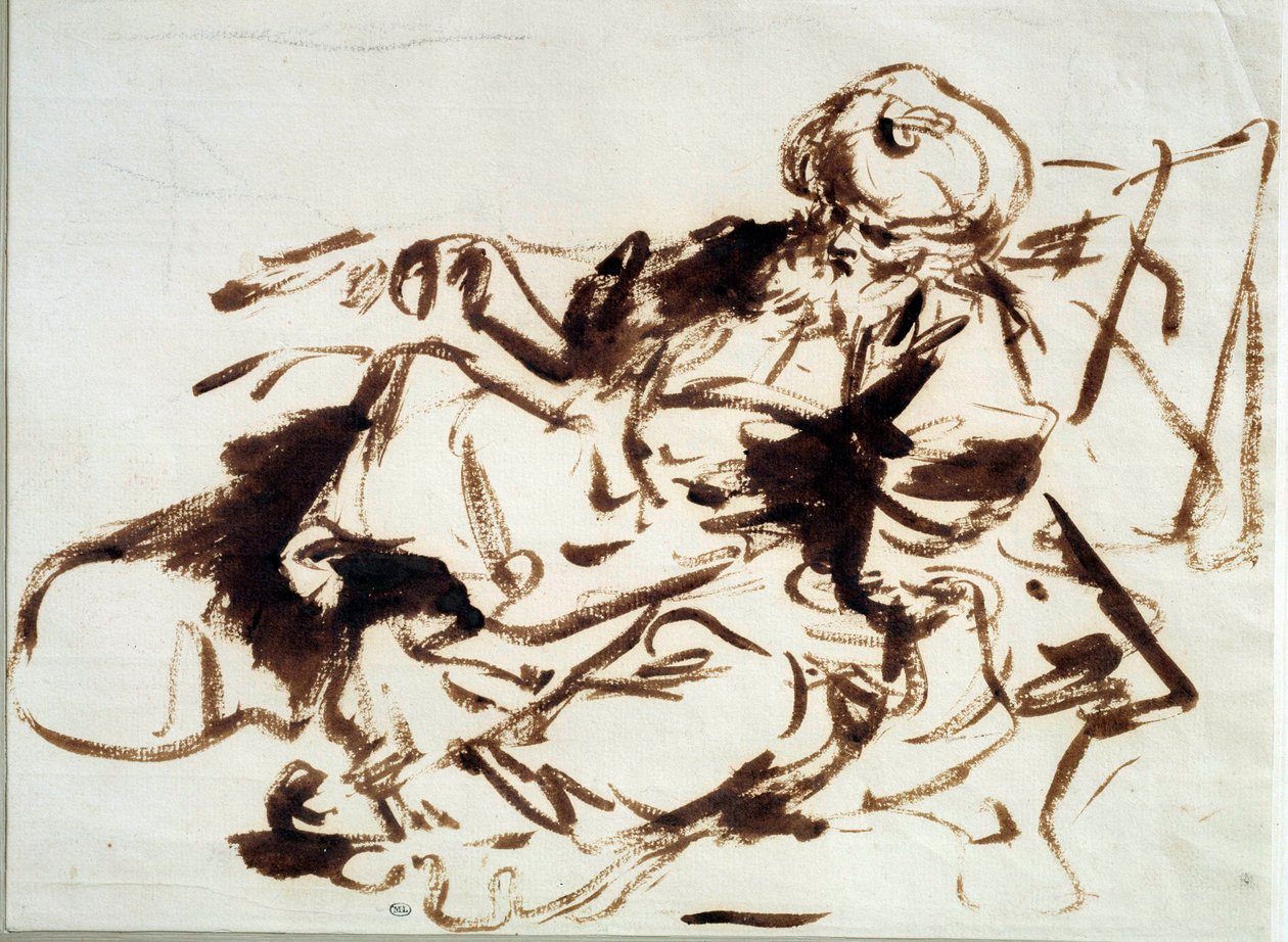 A pasa Jean Honore Fragonard (1732-1806) festménye a mosásban. 18. század. Nap 0,24x0,33 m alkotó: Jean Honore Fragonard