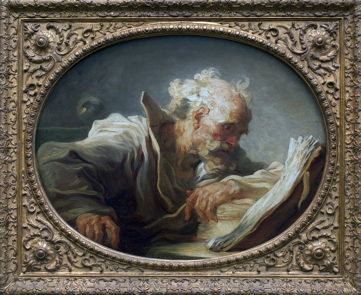 A filozófus. Jean Honore Fragonard (1732-1806) festménye, olaj, vászon, 1764 körül. Art francais 18. század. Kunsthalle, Hamburg, Németország. alkotó: Jean Honore Fragonard