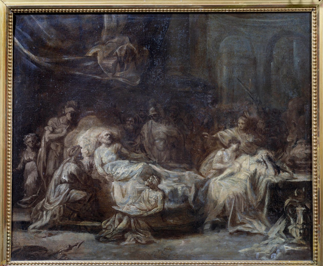 A végrendelet család újra egyesült egy idős férfi körül, akinek kínja diktálta akaratát. Jean Baptiste Fragonard (1732-1806) előkészületi rajza, 18. századi Reims, Musee des Beaux Arts alkotó: Jean Honore Fragonard