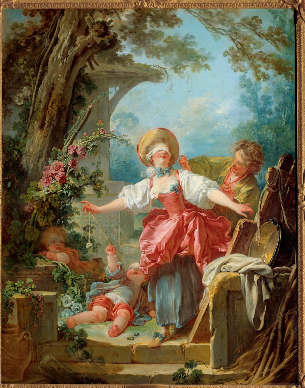 Két fiatal játszik és játszik. Jean Honore Fragonard (1732-1806) festménye 1751 alkotó: Jean Honore Fragonard
