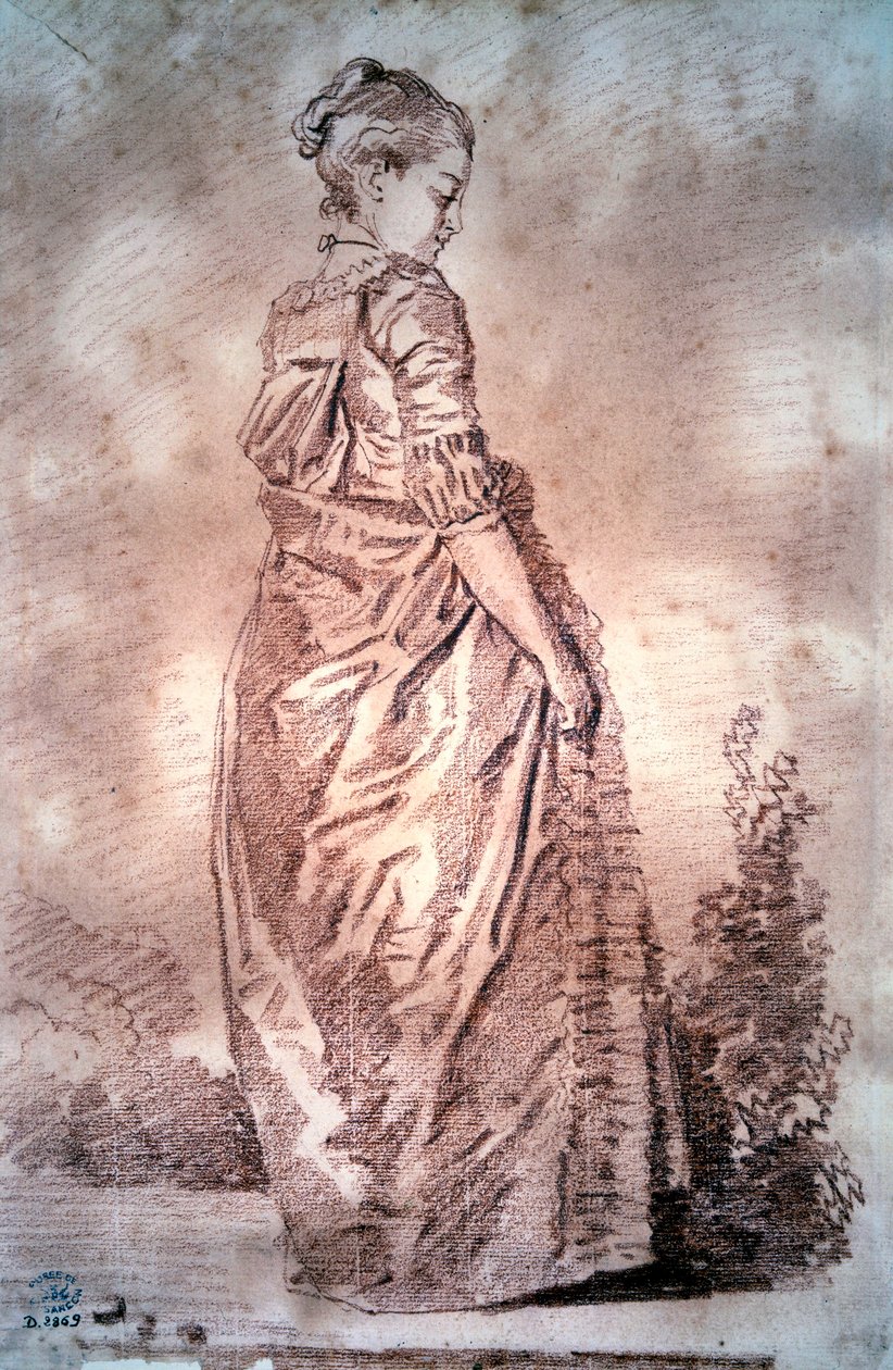 Fiatal nő sétál, és vért húz – Jean Honore Fragonard alkotó: Jean Honore Fragonard