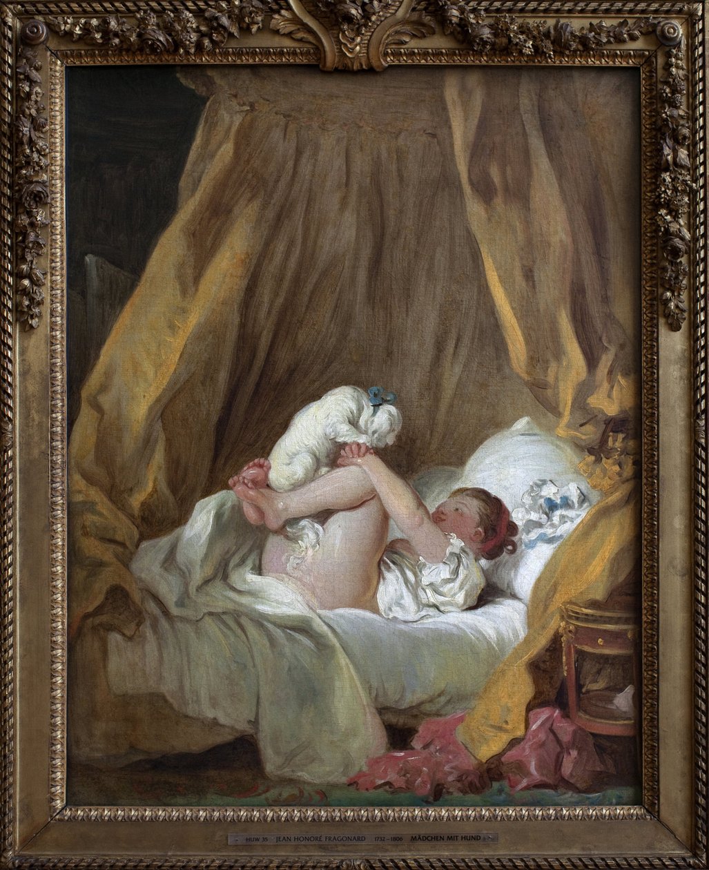 Fiatal lány kutyával. Jean Honore Fragonard (1732-1806) festménye, olaj, vászon alkotó: Jean Honore Fragonard