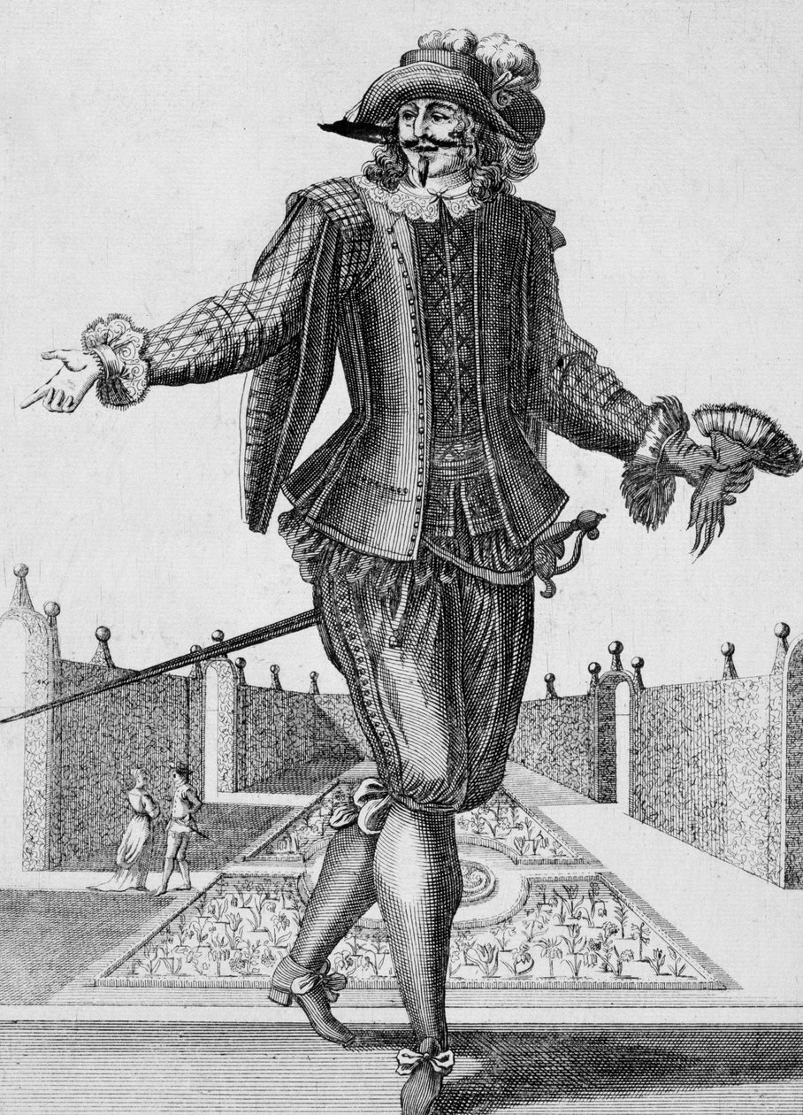 Komoly színész, színpadi jelmez, idősebb Jean Berain (1637-1711) metszete, Franciaország alkotó: Jean I  Berain