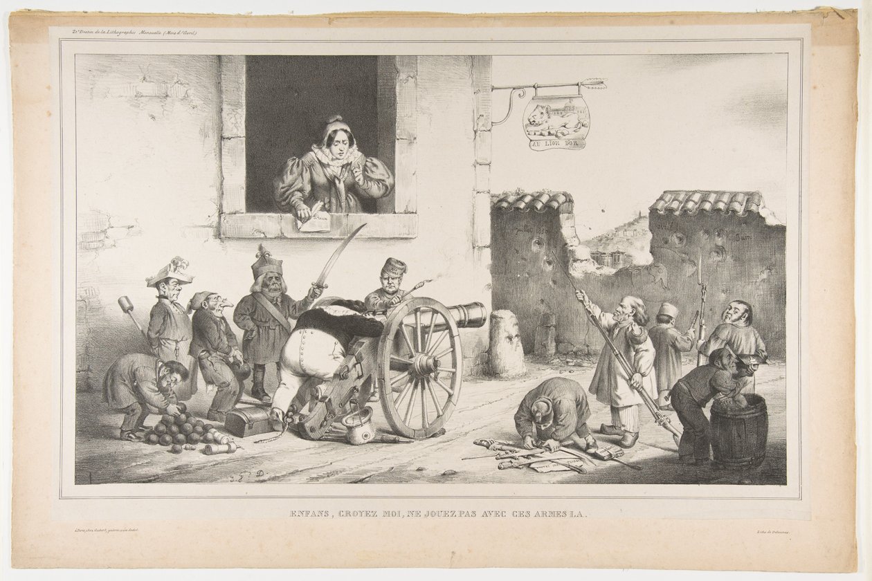 Gyerekek, engedelmeskedjetek nekem, ne játsszatok azokkal a fegyverekkel, 1834. április alkotó: Jean Ignace Isidore Gérard