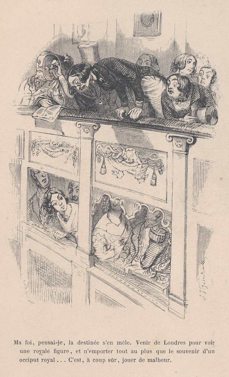 Azért jöttem Londonba, hogy lássam egy királyi családot, de egy másik embernek csak a tarkóját láttam. innen..., 1843. alkotó: Jean Ignace Isidore Gérard