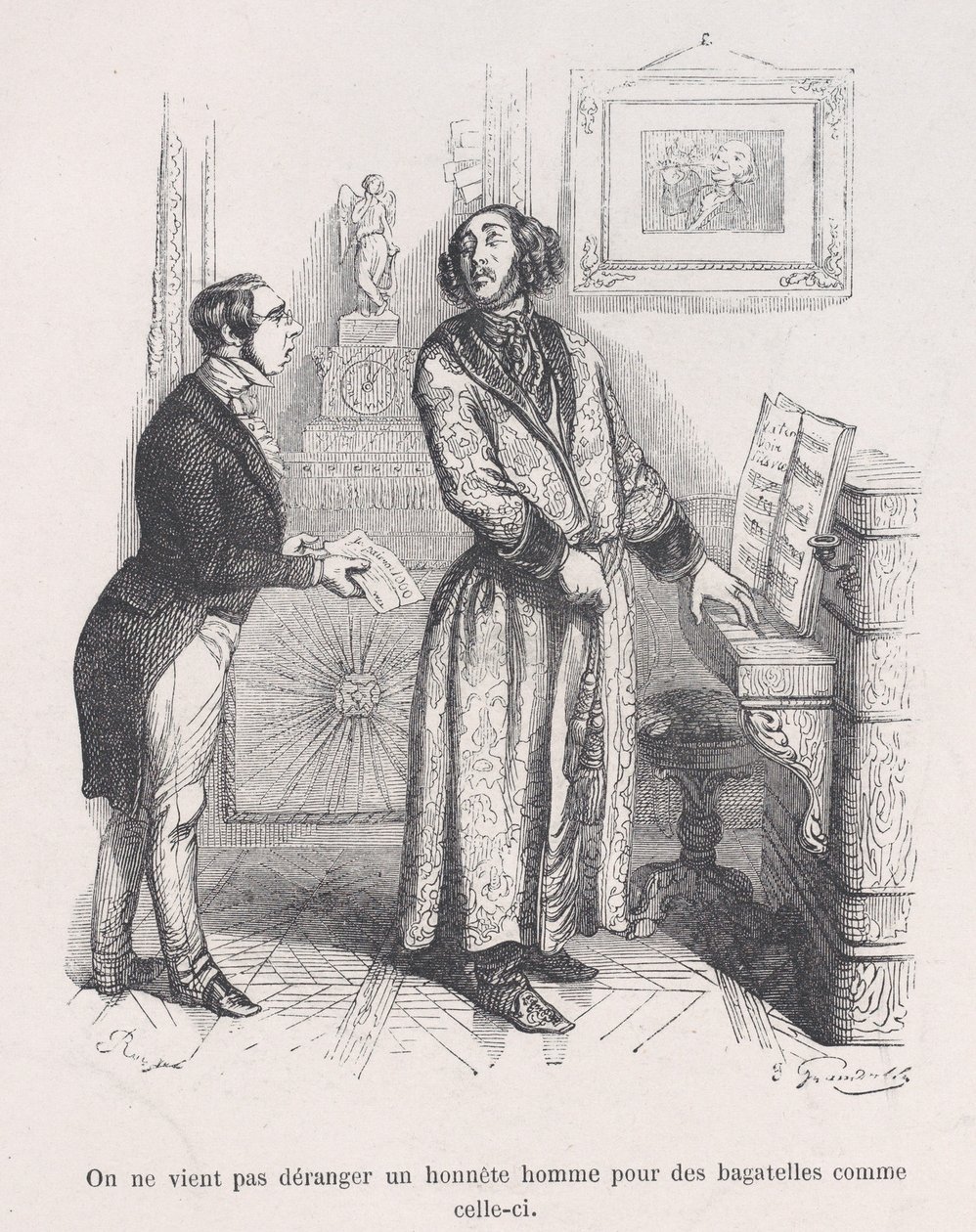 Egy becsületes embert nem zavar az ember ilyen apróságokkal. Huma kis nyomorúságaiból..., 1843. alkotó: Jean Ignace Isidore Gérard