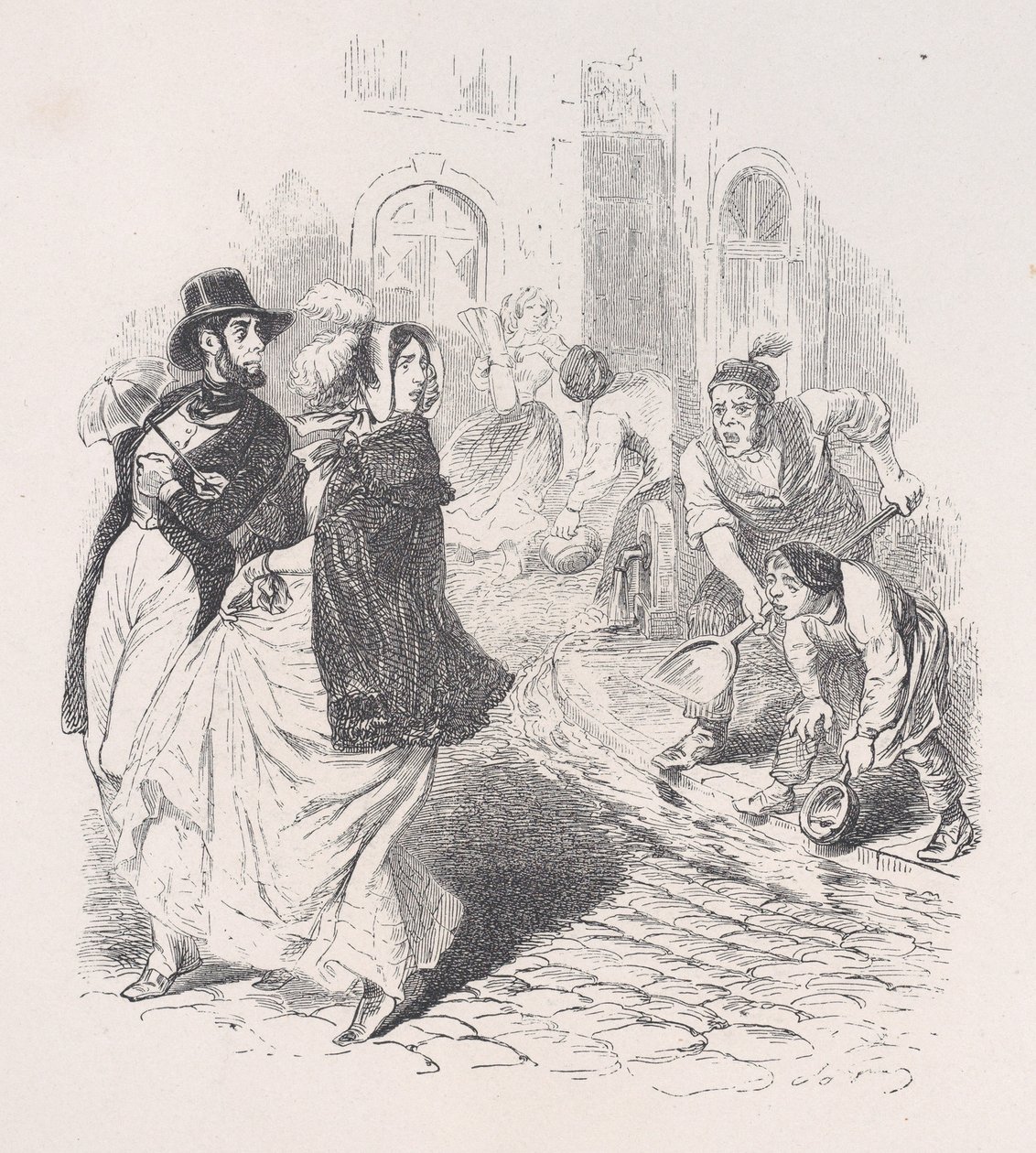 Csak mindenhol vízcsapok, tetszőleges formájú öntözőkannák, tetszőleges méretű lapátok és fazekak..., 1843. alkotó: Jean Ignace Isidore Gérard