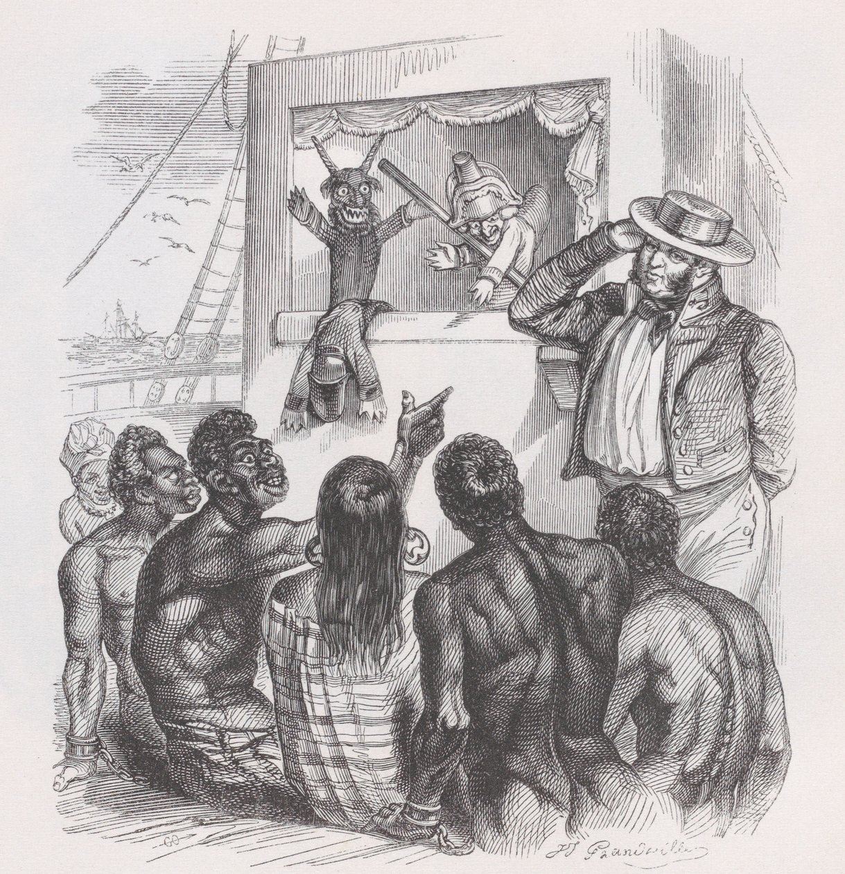 A fekete és a bábok Béranger teljes műveiből, 1836. alkotó: Jean Ignace Isidore Gérard
