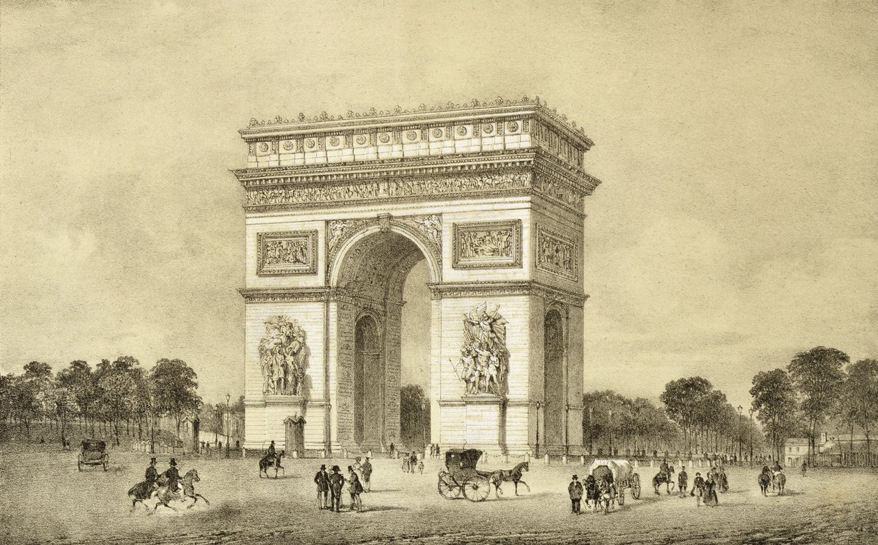 LArc de Triomphe, Párizs, metszett Auguste Bry alkotó: Jean Jacottet