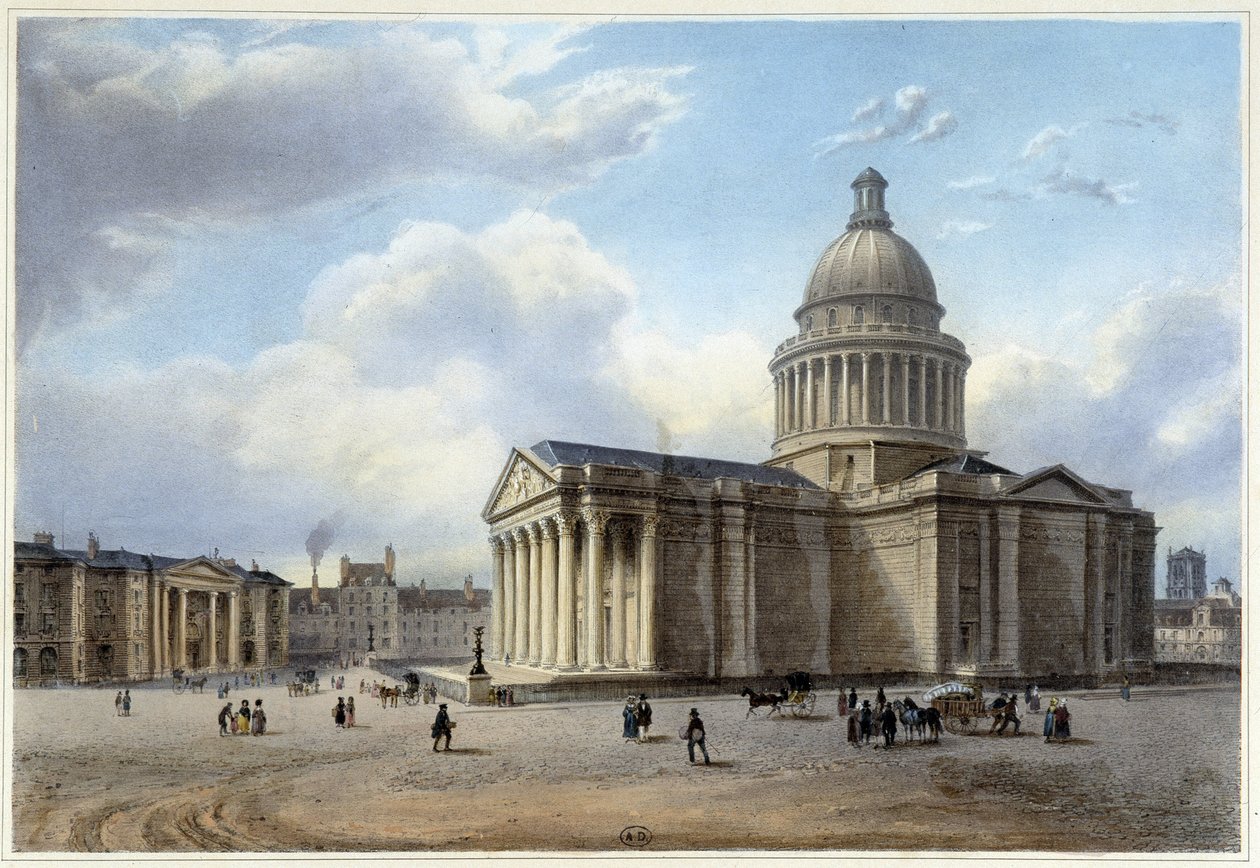 A Pantheon - a „Séta Párizsban és környékén”, Jacottet és Benoist tervezte, c. 1840 alkotó: Jean Jacottet