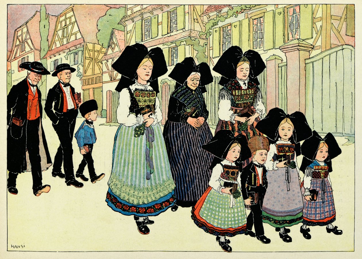 Falum, akik nem felejtenek: Templomon kívül; alkotó: Jean Jacques (1873 1951) Waltz