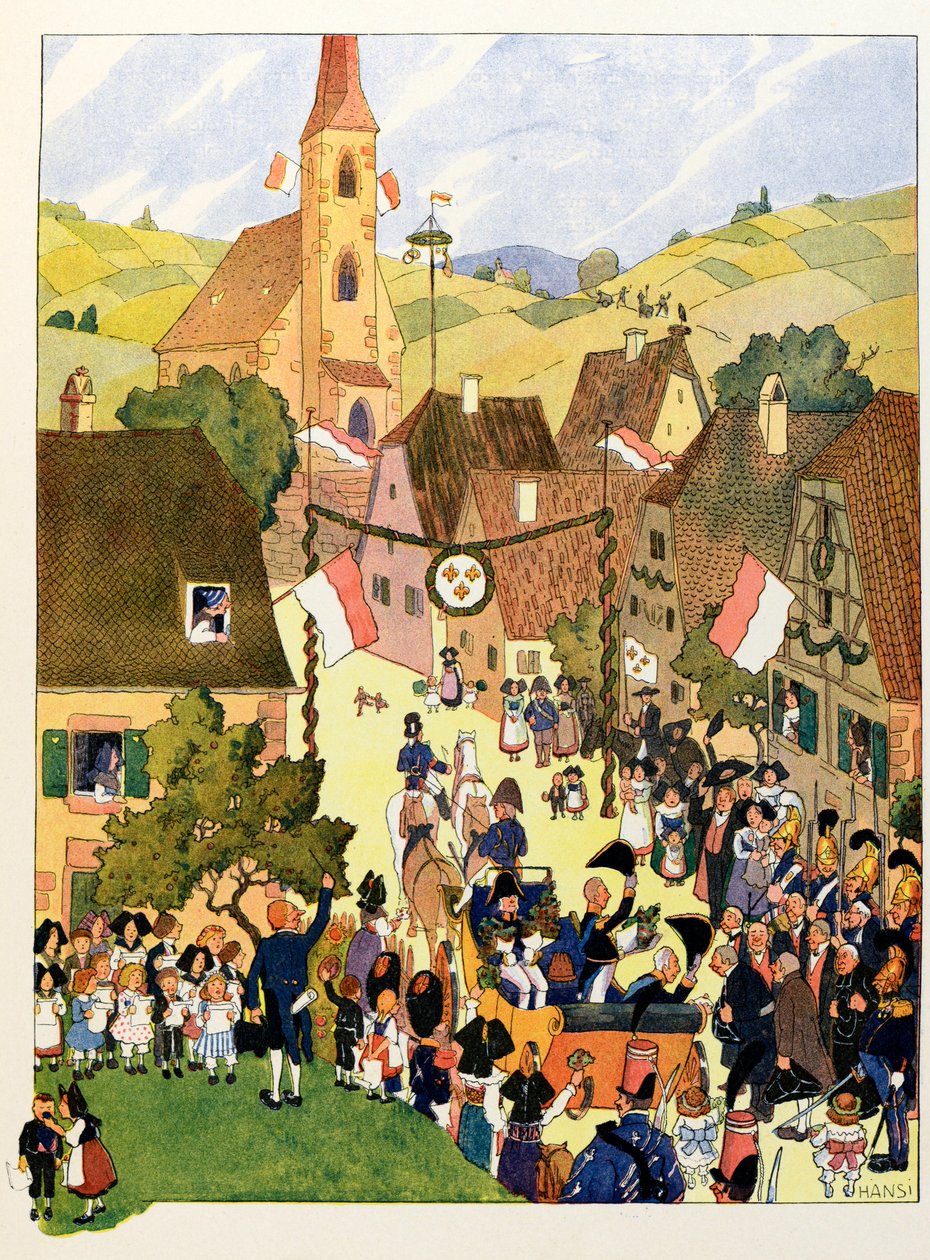 Elzász története mesél a gyerekeknek; X. Károly királynak Mulhouse van; alkotó: Jean Jacques (1873 1951) Waltz