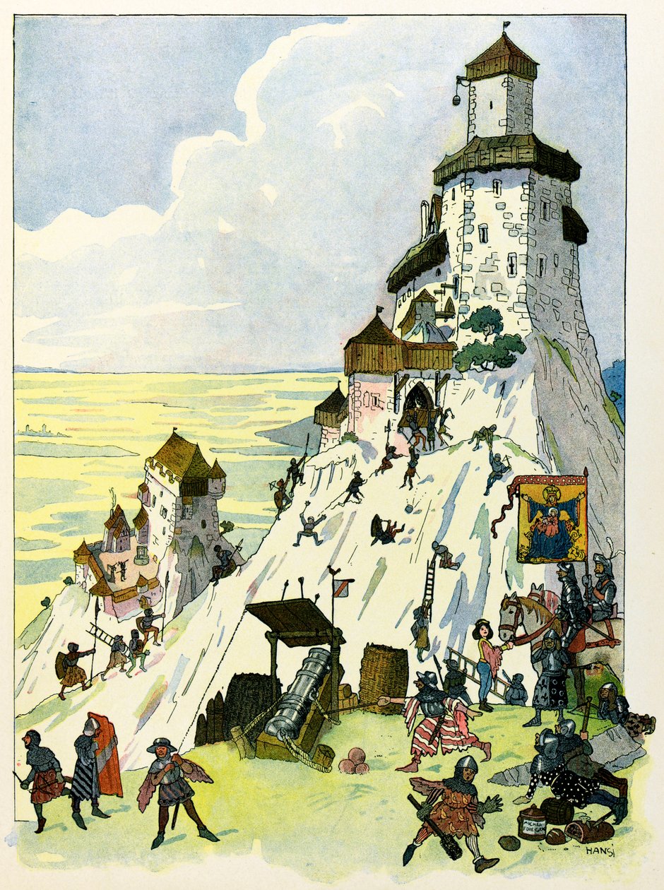 Elzász története Hansi bácsitól mesél a gyerekeknek Jean Jacques Waltz dit Hansitól (1873-1951), magángyűjtemény: Siege du chateau D